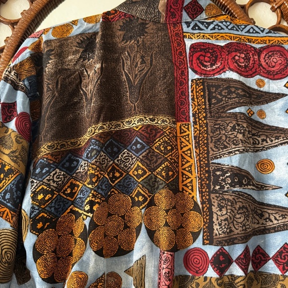 Vintage 90s artsy cropped light weight rayon bomber jacket size Small - Picture 4 of 12